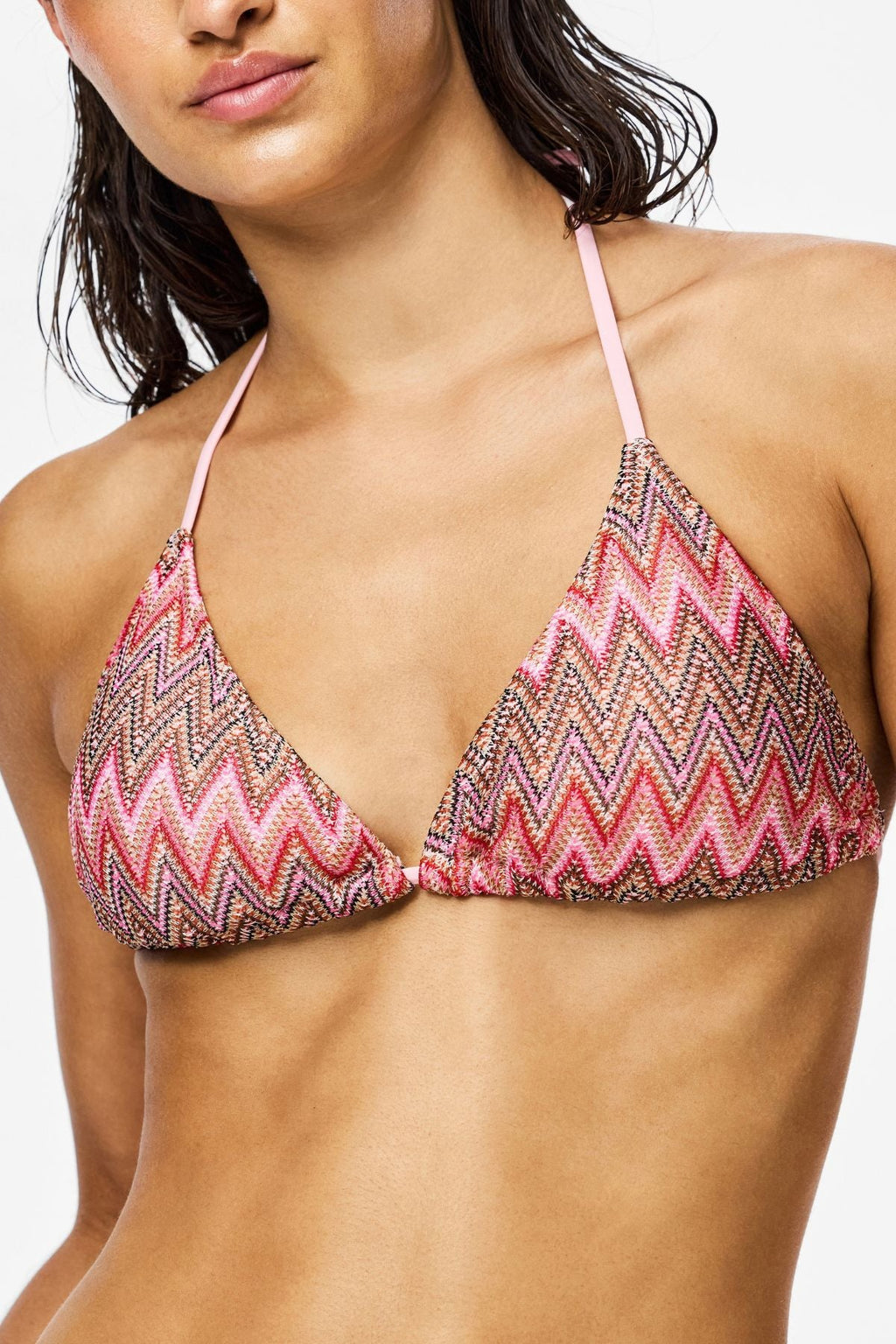 Top de triángulo de punto de bikini Ada - Rose Shadow - Estampado Jacquard