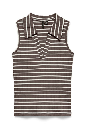 Top con cuello de mar - Chocolate Martini Stripes:Blanco Nieves