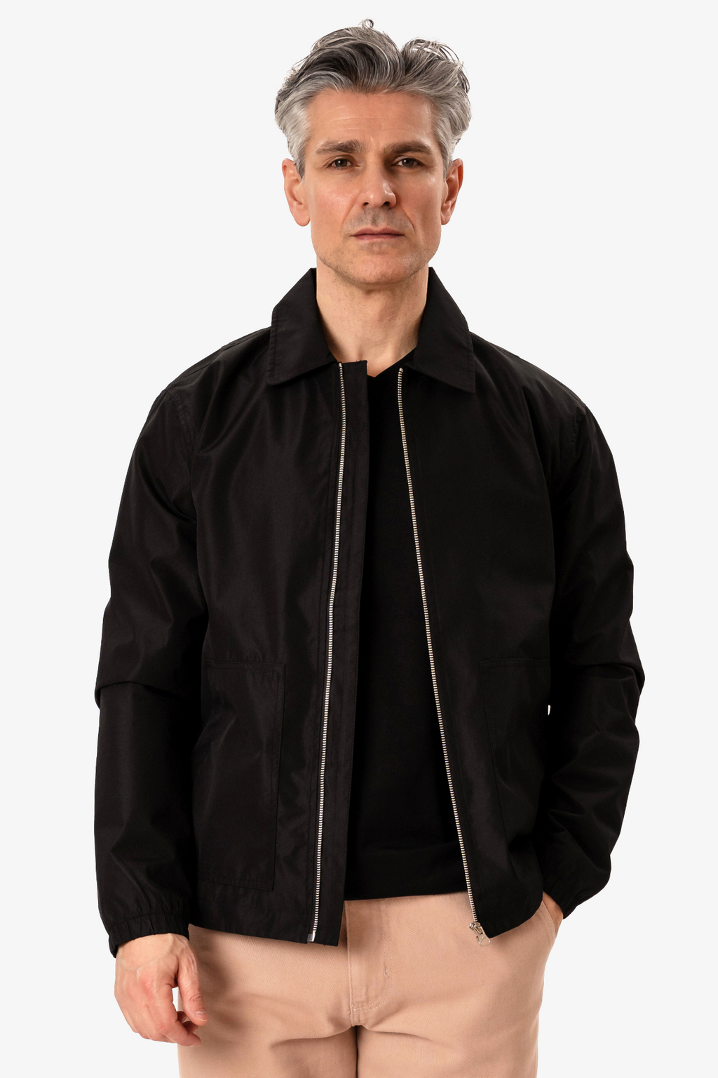 Chaqueta corta con cremallera - Negro