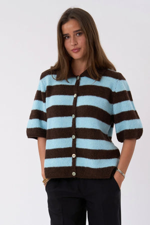 Alba Polo Knit - Chocolate/Azul claro