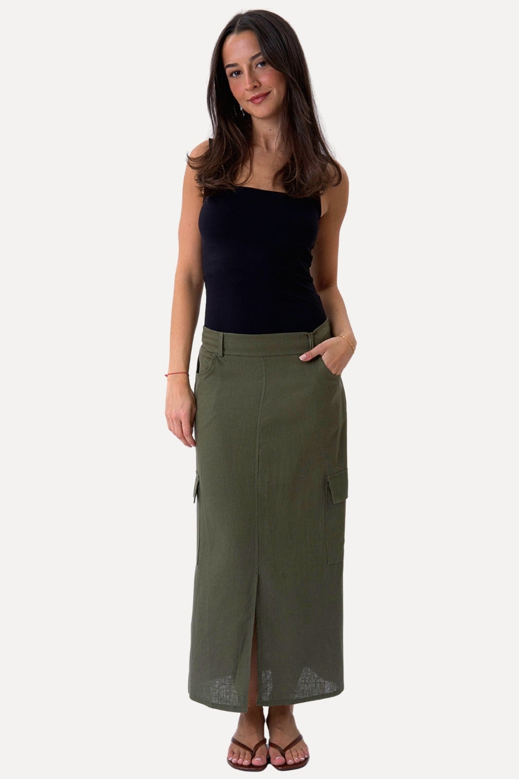 Linen Skirt - Green