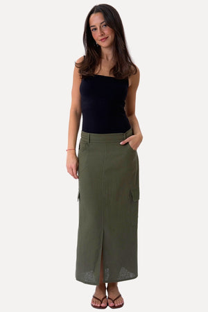Linen Skirt - Green