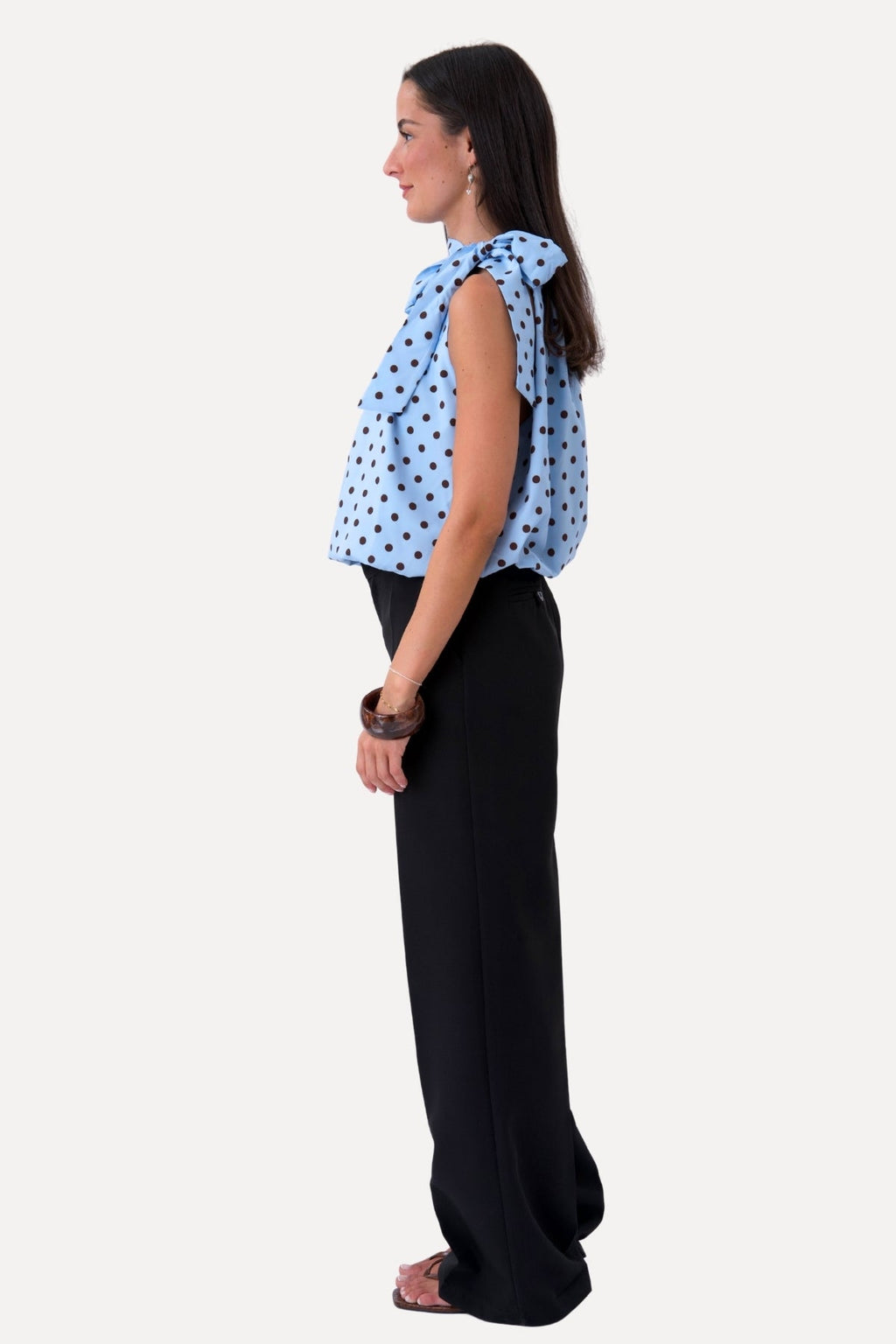 Top Wilma - Azul claro/Puntos marrones