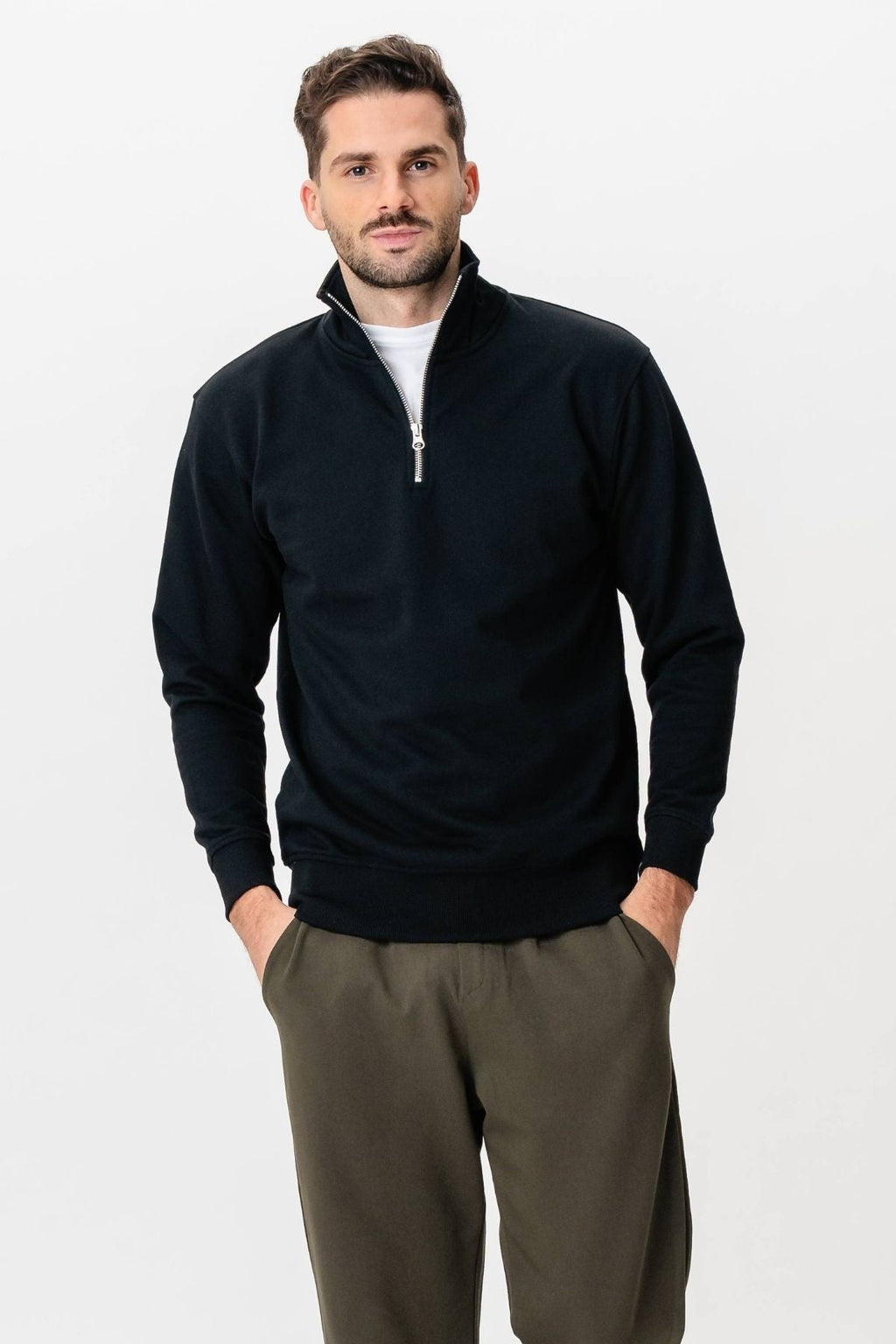 Sudadera media zip - negro