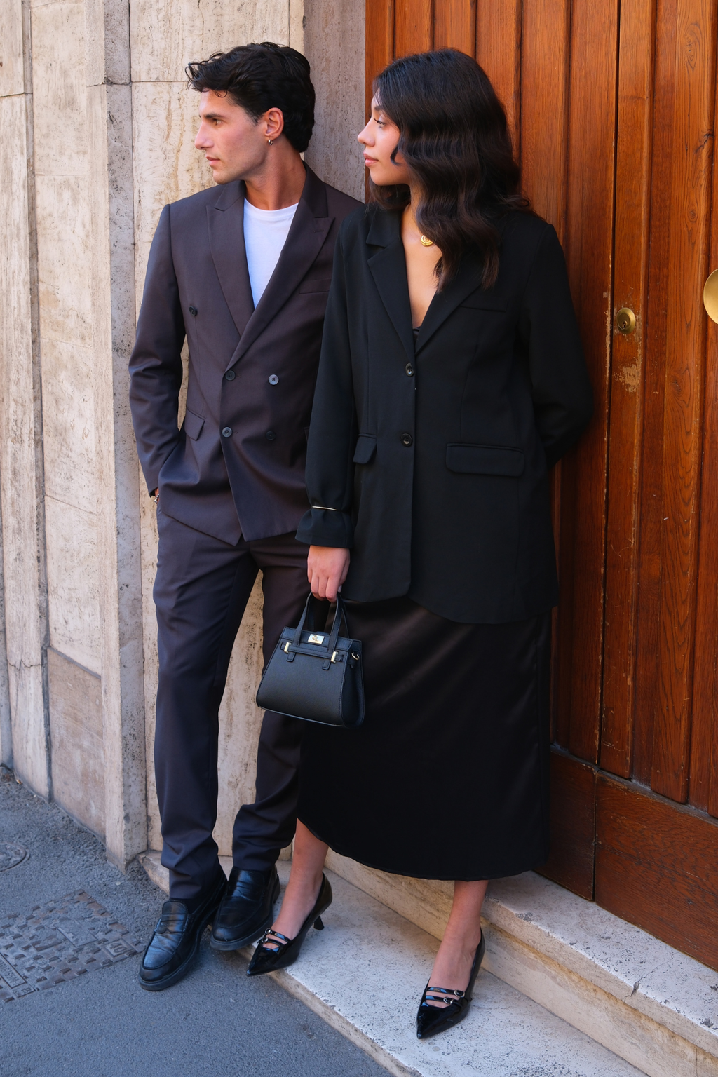 Premium Traje de doble pecho (negro)