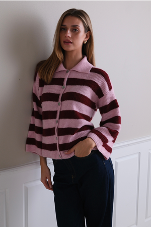 Josie Polo Knit - Rosa/Borgoña
