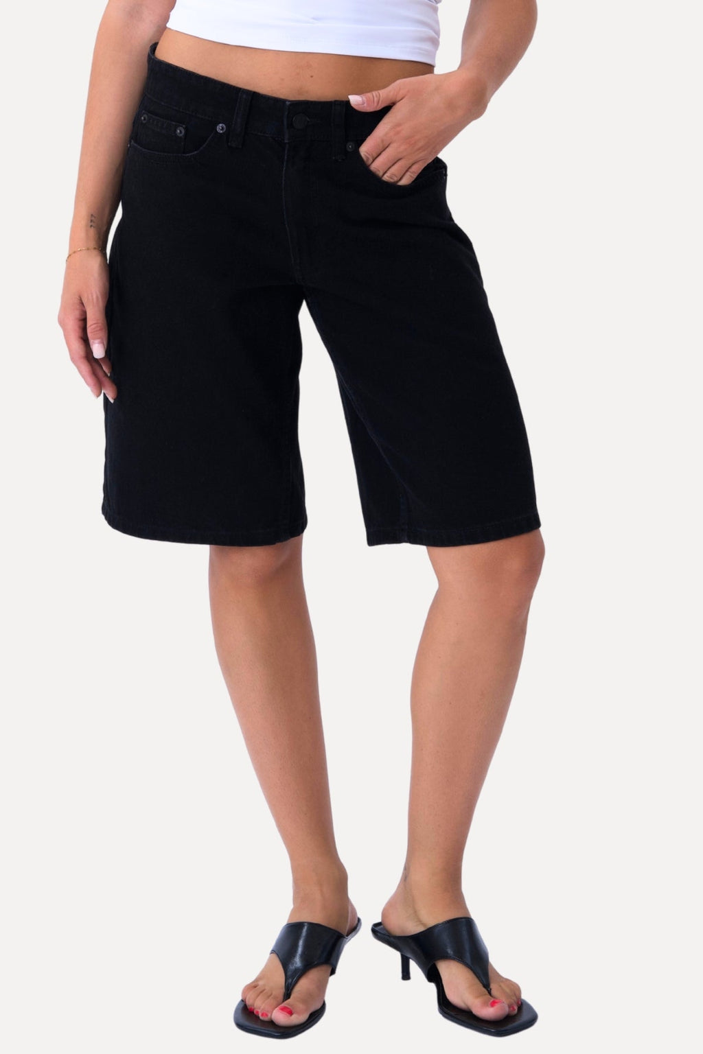 mezclilla Shorts - Negro