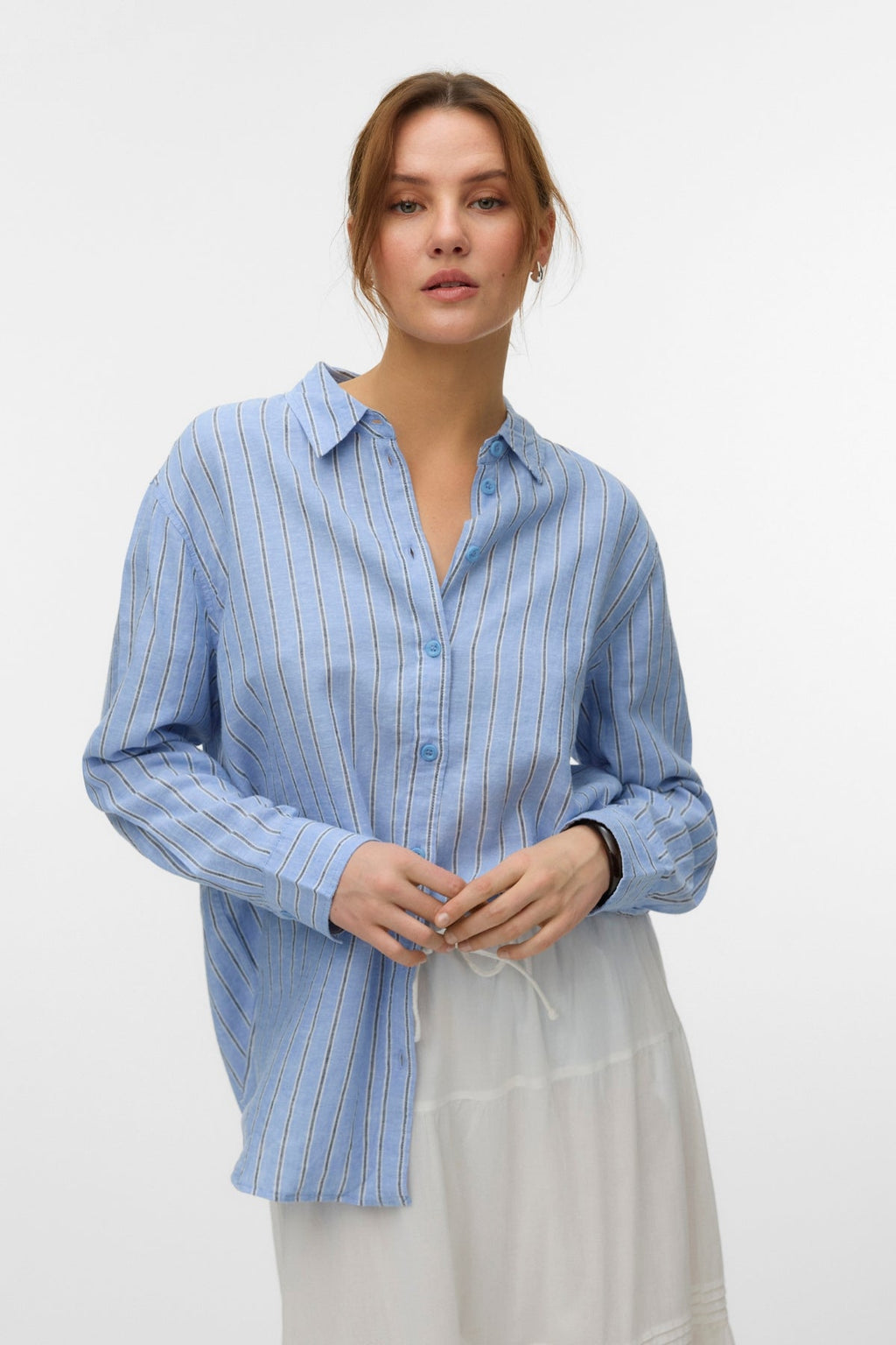 Linn Shirt - Cornflower Blue-Navy Blazer
