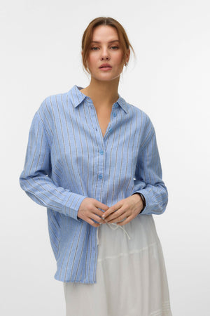 Linn Shirt - Cornflower Blue-Navy Blazer