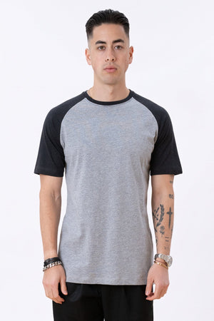 Camiseta básica de Raglan-gris negro-luz