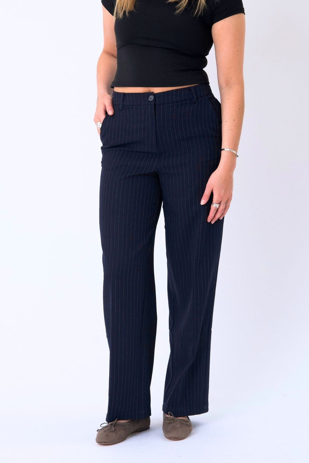Pantalones clásicos de traje - Pinstripe azul marino