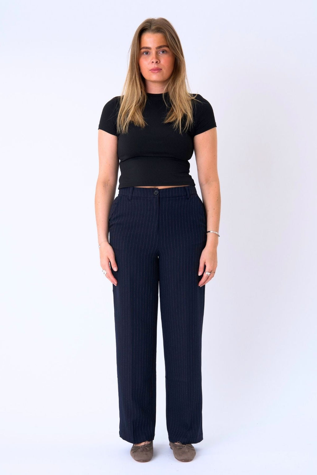 Pantalones clásicos de traje - Pinstripe azul marino