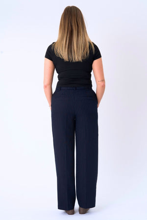 Pantalones clásicos de traje - Pinstripe azul marino
