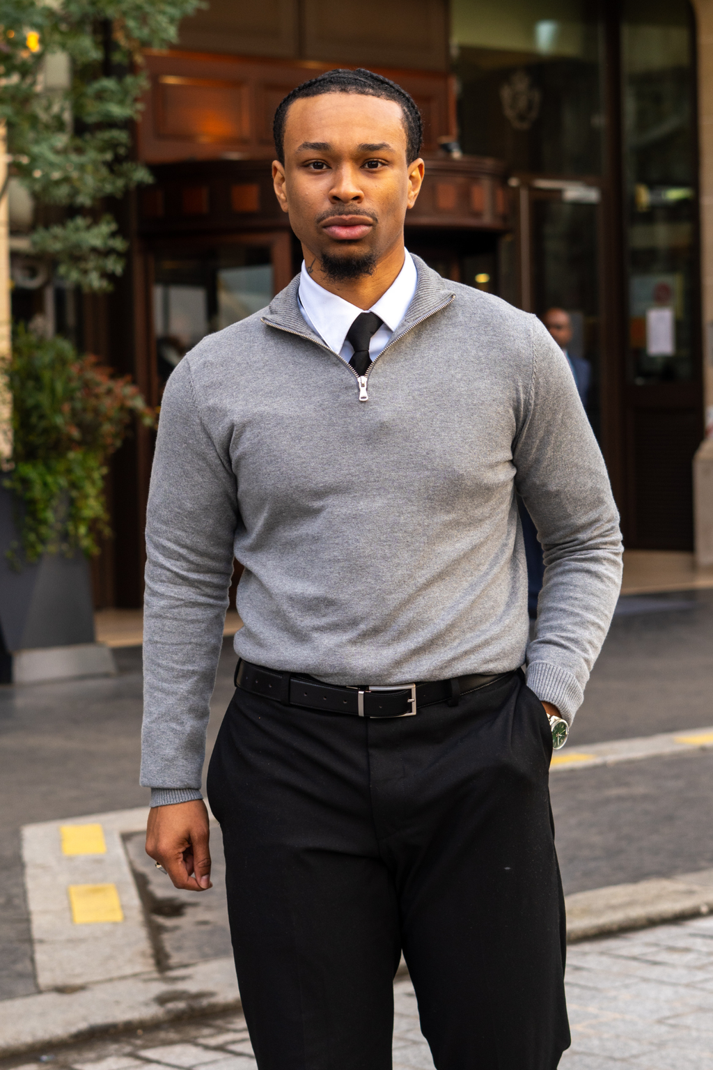 Jersey Media Cremallera - Gris Melange