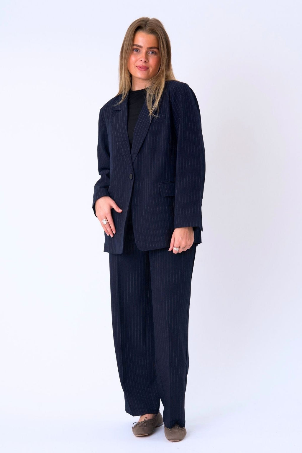 Oversized Blazer - Navy Pinstripe
