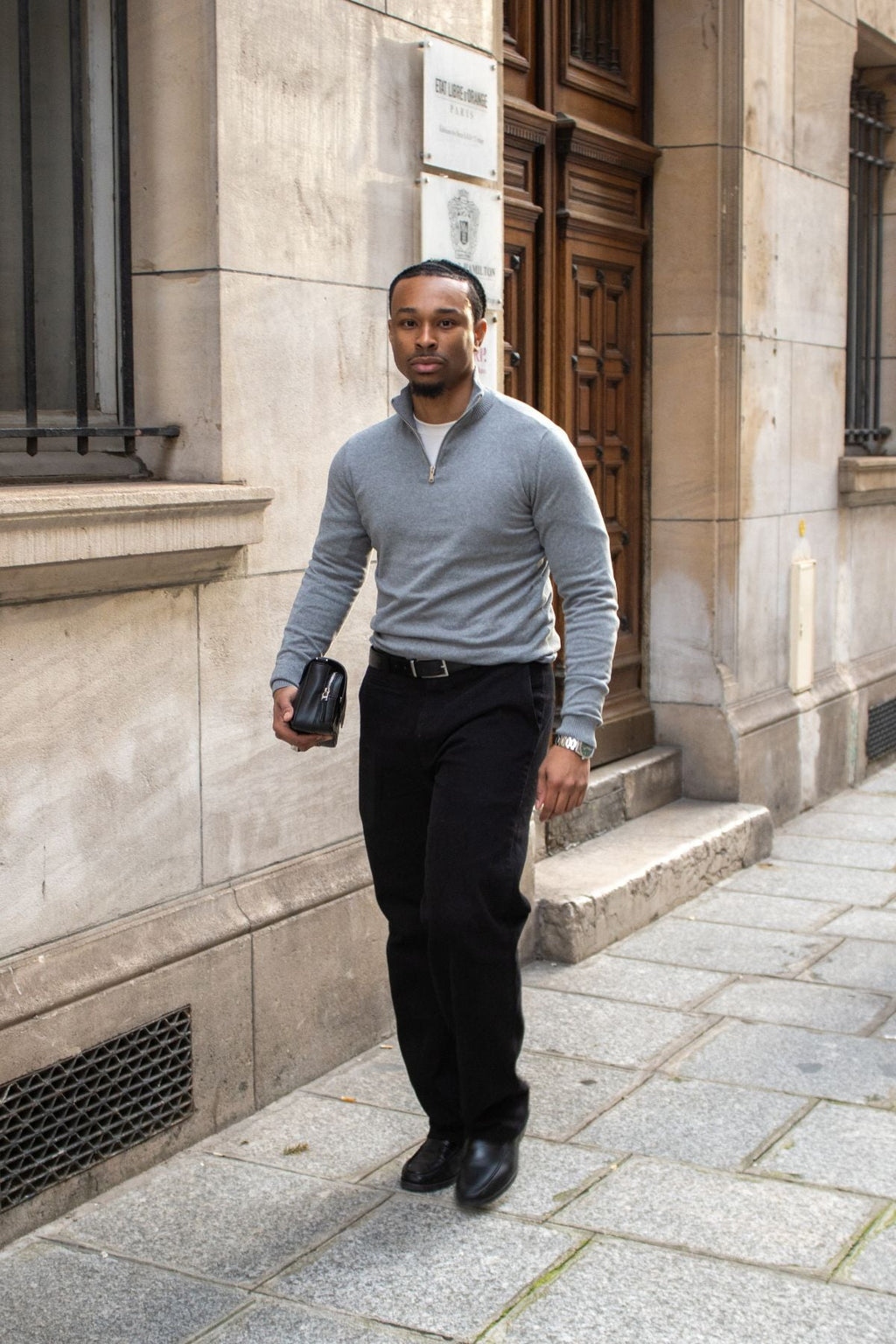 Chinos rectos de algodón - Negro
