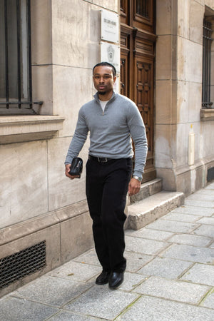 Chinos rectos de algodón - Negro
