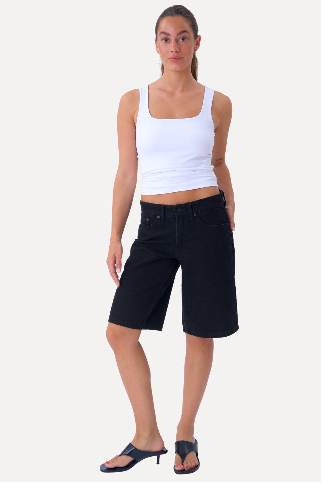 mezclilla Shorts - Negro