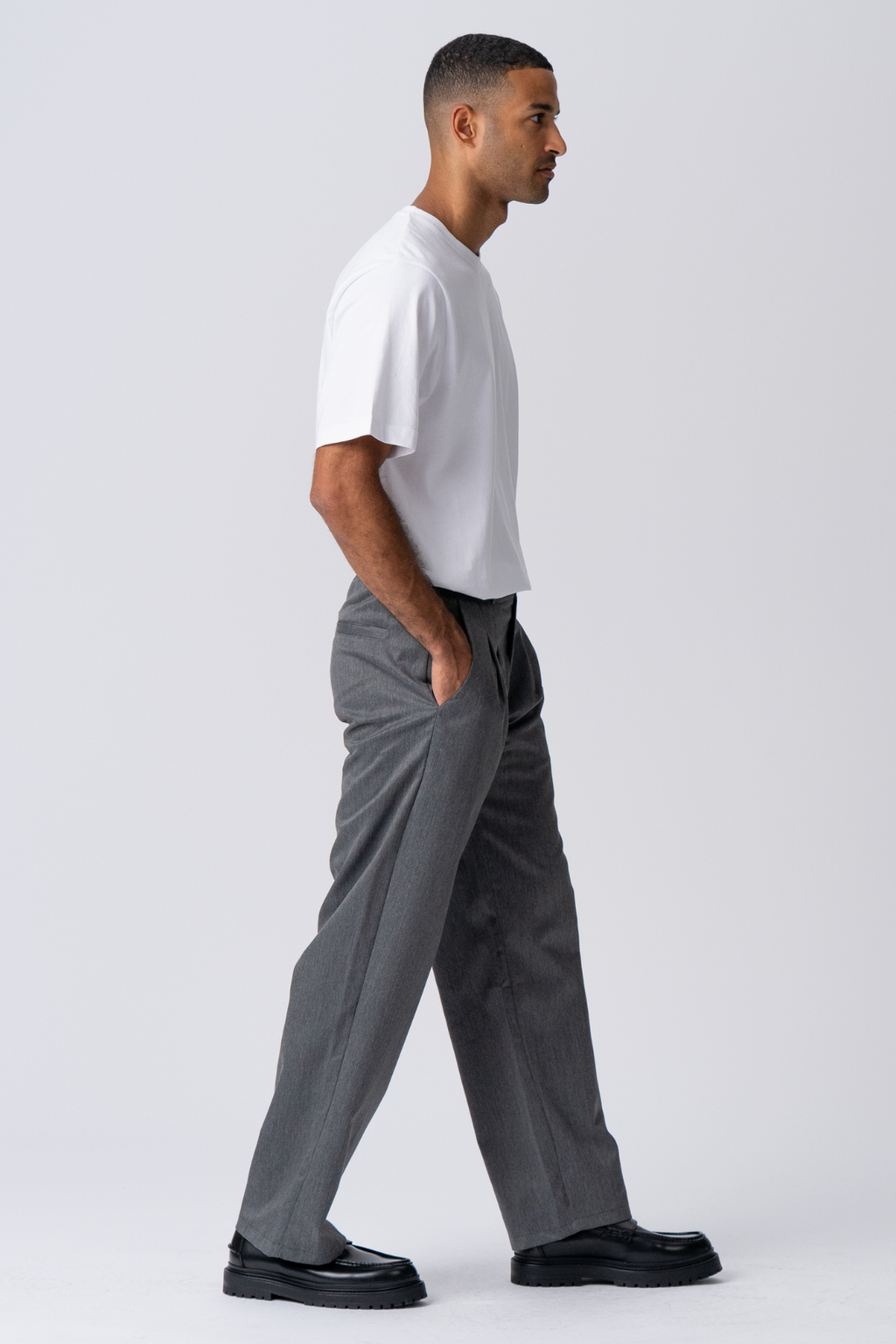 Traje ancho plisado Pants - Gris claro
