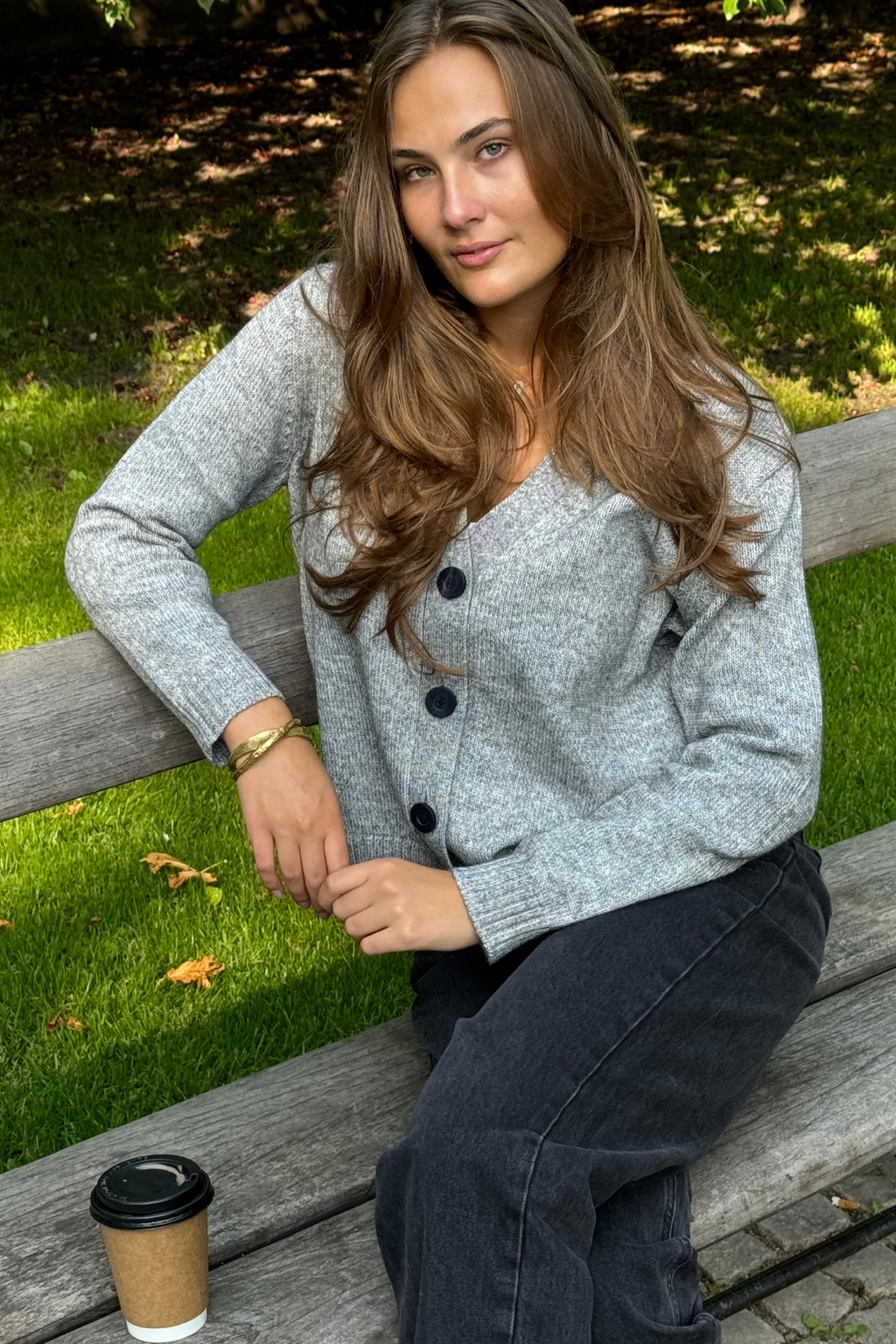 Cárdigan tejido - Melange gris claro