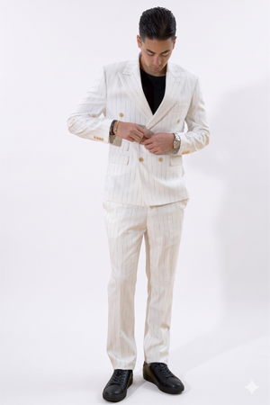 Classic Pants - White Pinstripe