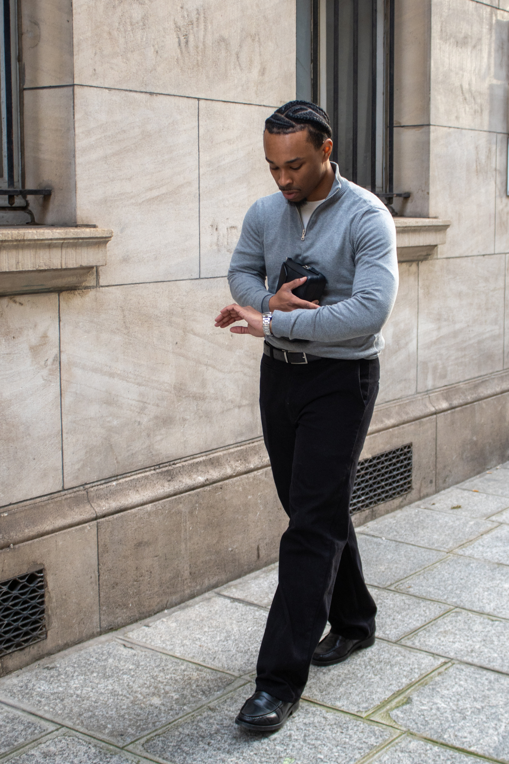 Chinos rectos de algodón - Negro