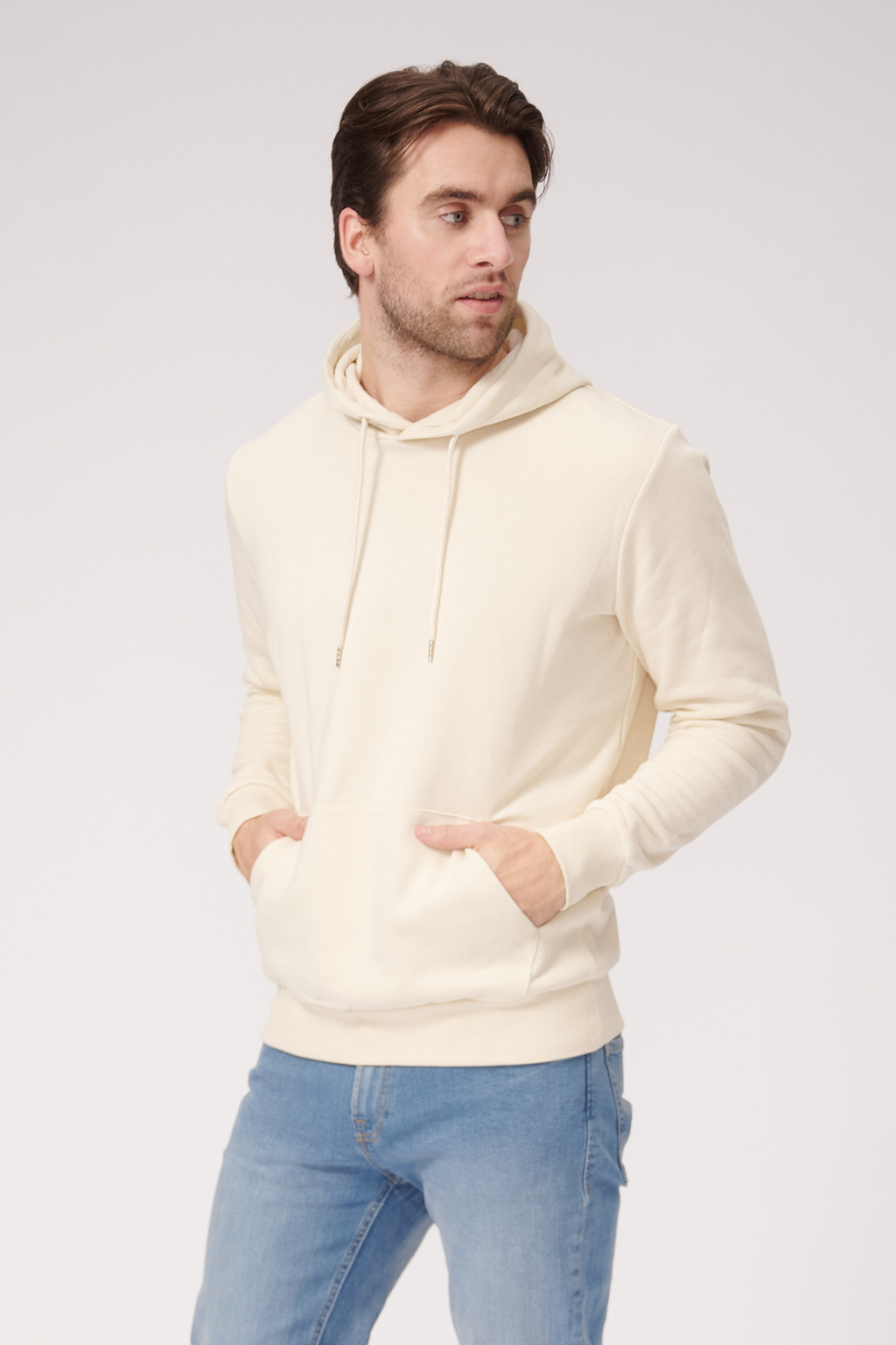 Sudor de sudadera con capucha básica - beige ligero