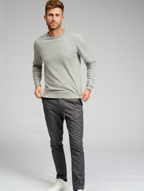 Basic Knit Crewneck - Lysegrå Meleret - TeeShoppen - Grå