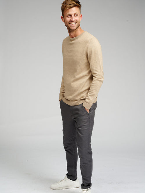 Basic Knit Crewneck - Beige - TeeShoppen - Sand/Beige