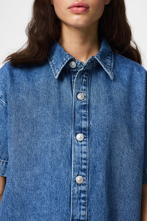 Sky A-Shape Denim Dress - Medium Blue Denim