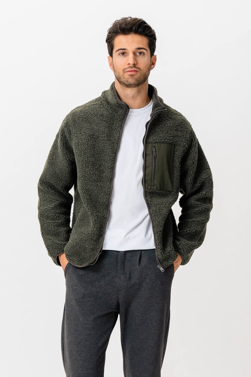 Chaqueta de vellón - Oliva oscura