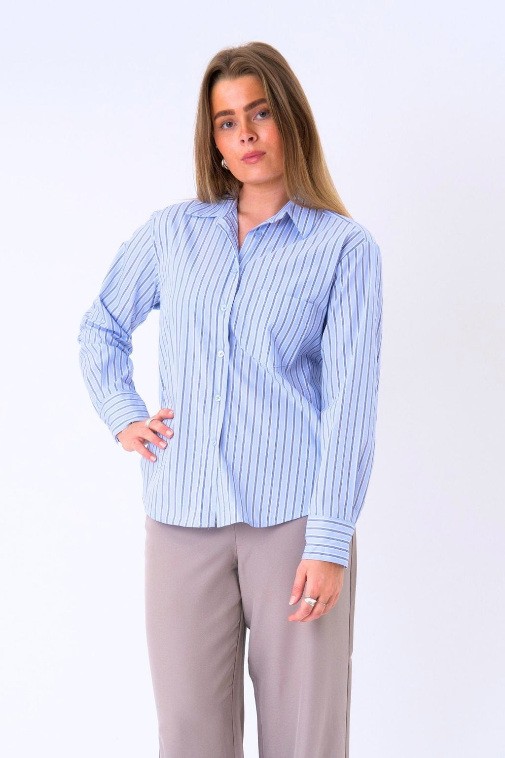 Camisa Rayas Thalia - Azul Claro