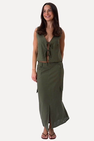 Linen Skirt - Green
