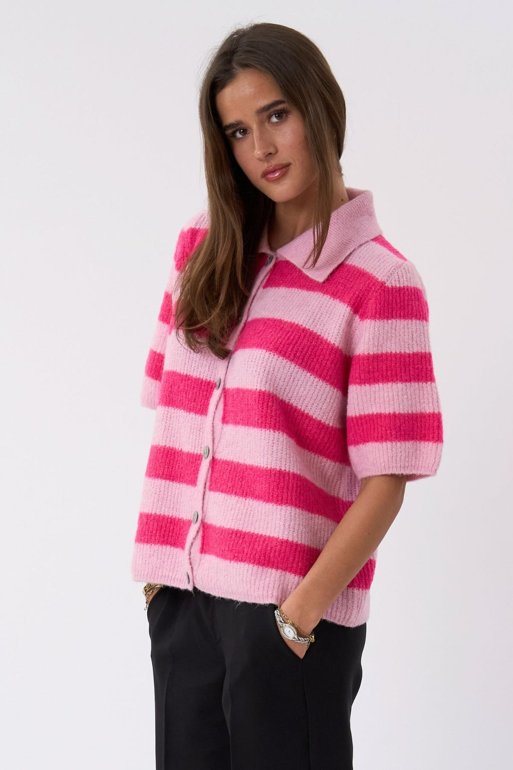 Alba Polo Knit - Pink/Fuxia