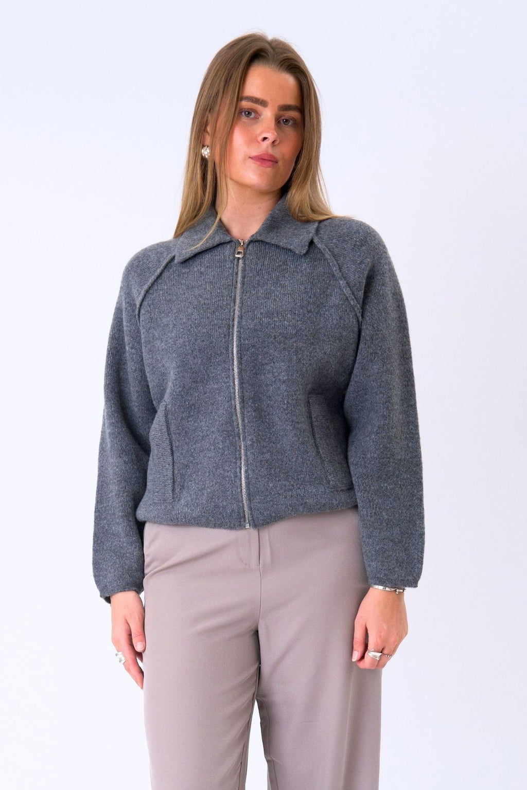 Cremallera de punto Selma - Gris