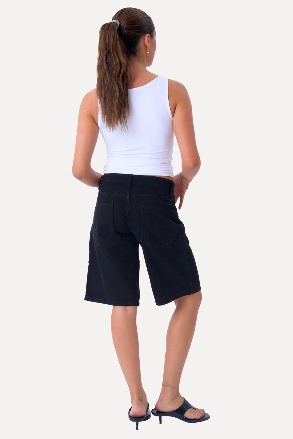 mezclilla Shorts - Negro