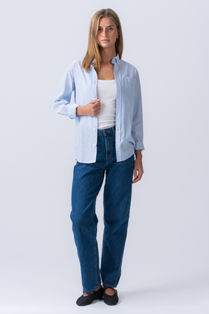 Boyfriend Oxford Shirt - Light Blue/White