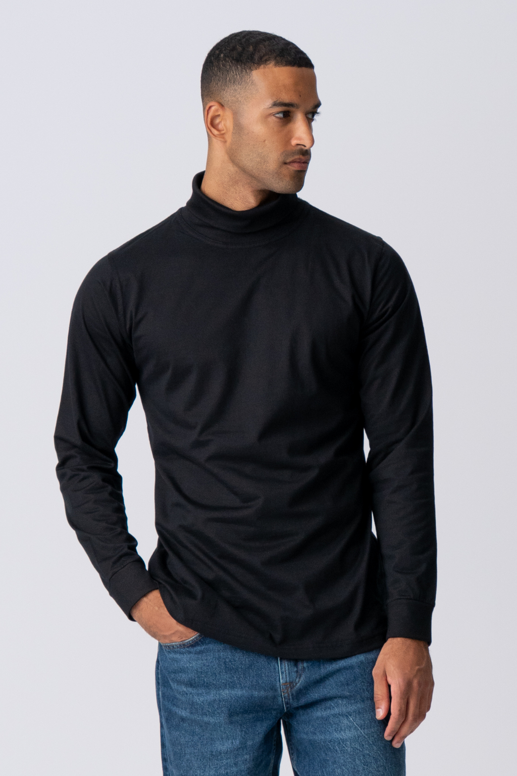 Roll collar sweater - Black