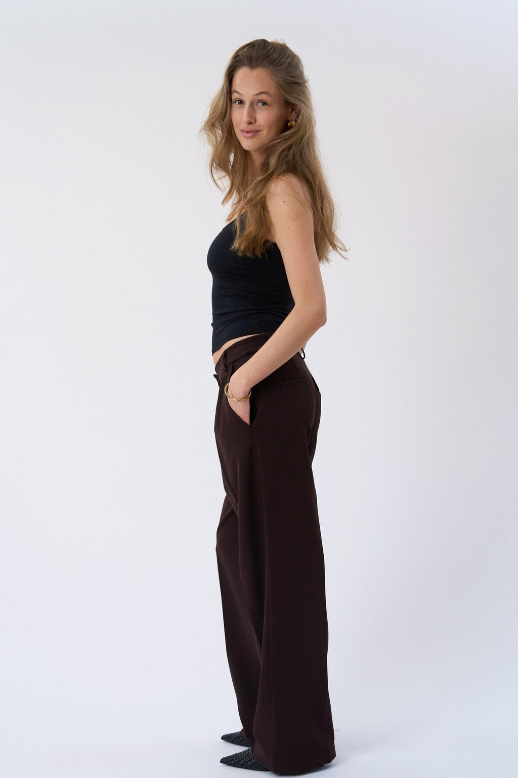 Mila ancho Pants - Marrón