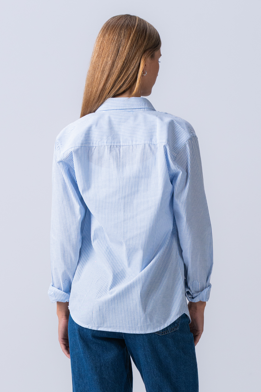 Boyfriend Oxford Shirt - Azul claro/blanco