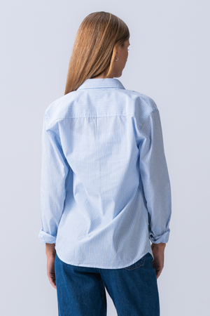 Boyfriend Oxford Shirt - Azul claro/blanco