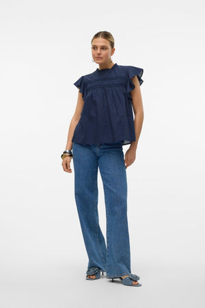 Top de encaje Trine - Blazer azul marino