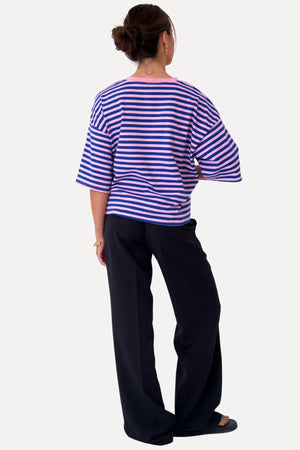 Zoe T-shirt - Blue/Light Pink