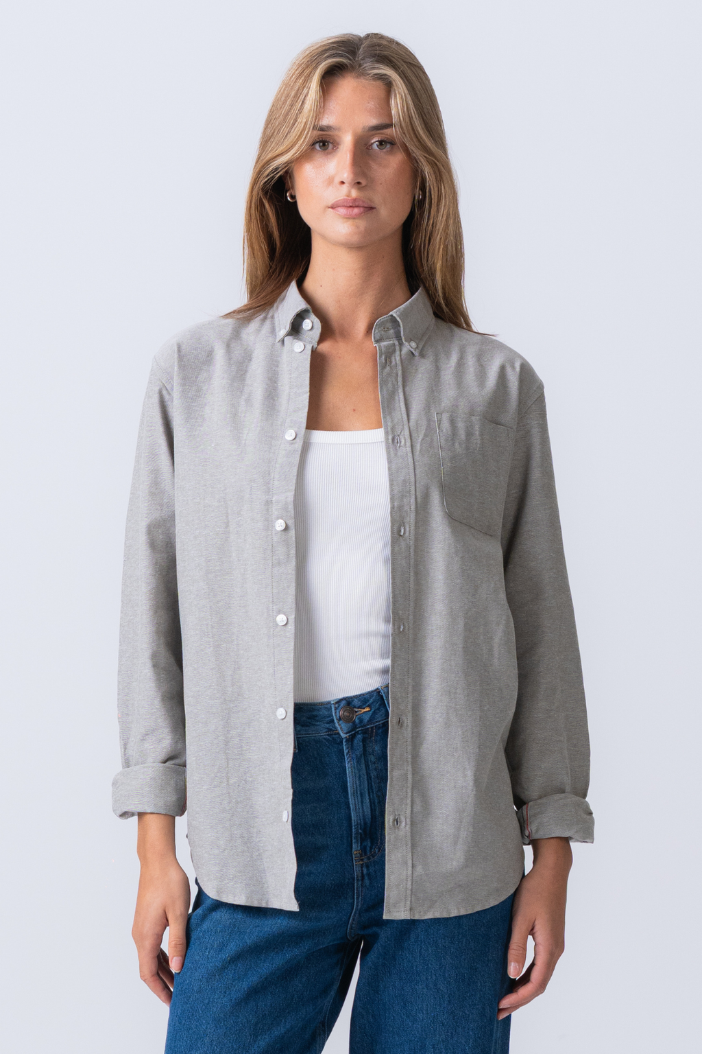 Boyfriend Oxford Shirt - Grey