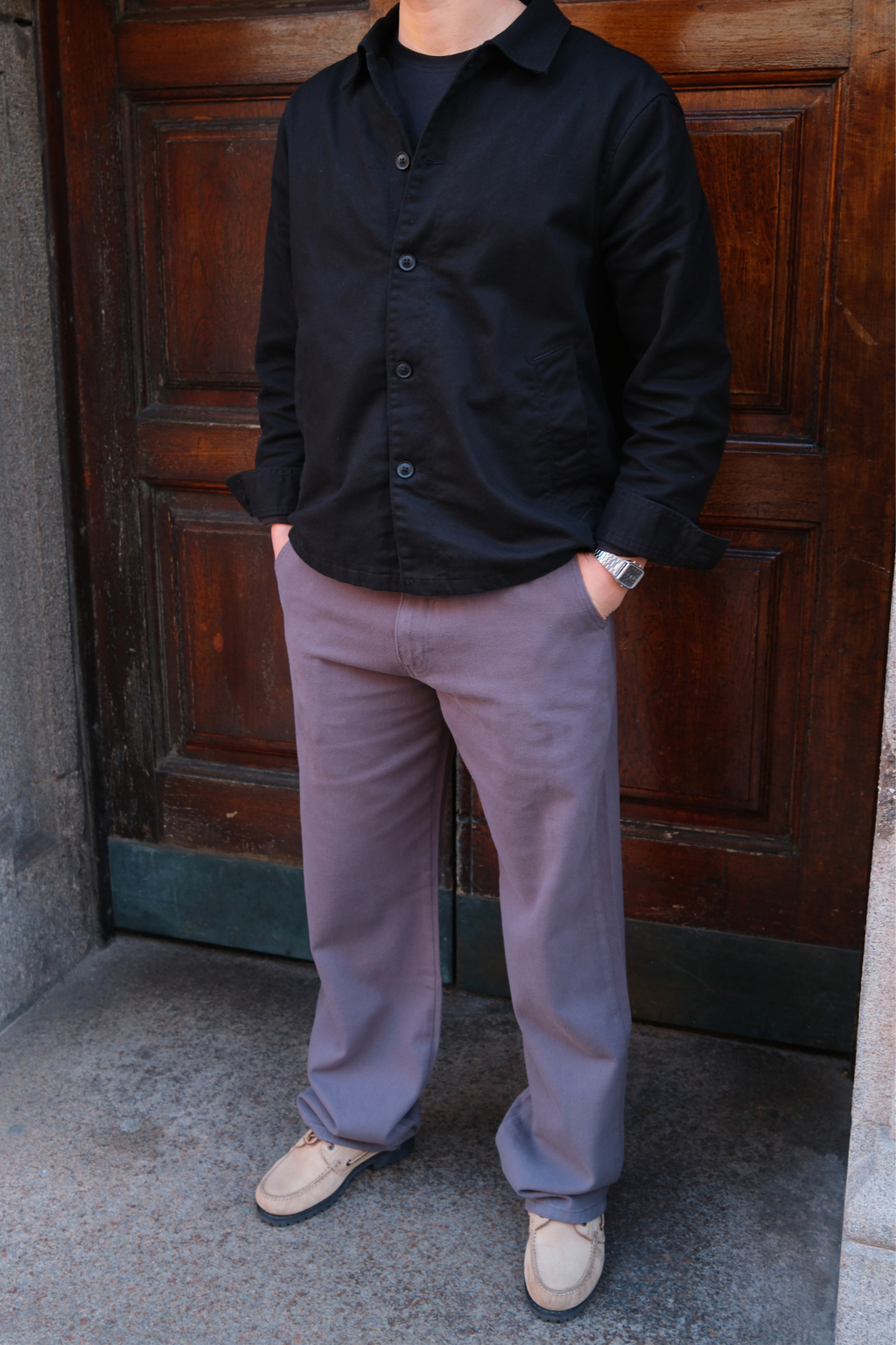 Chino recto de algodón - Gris