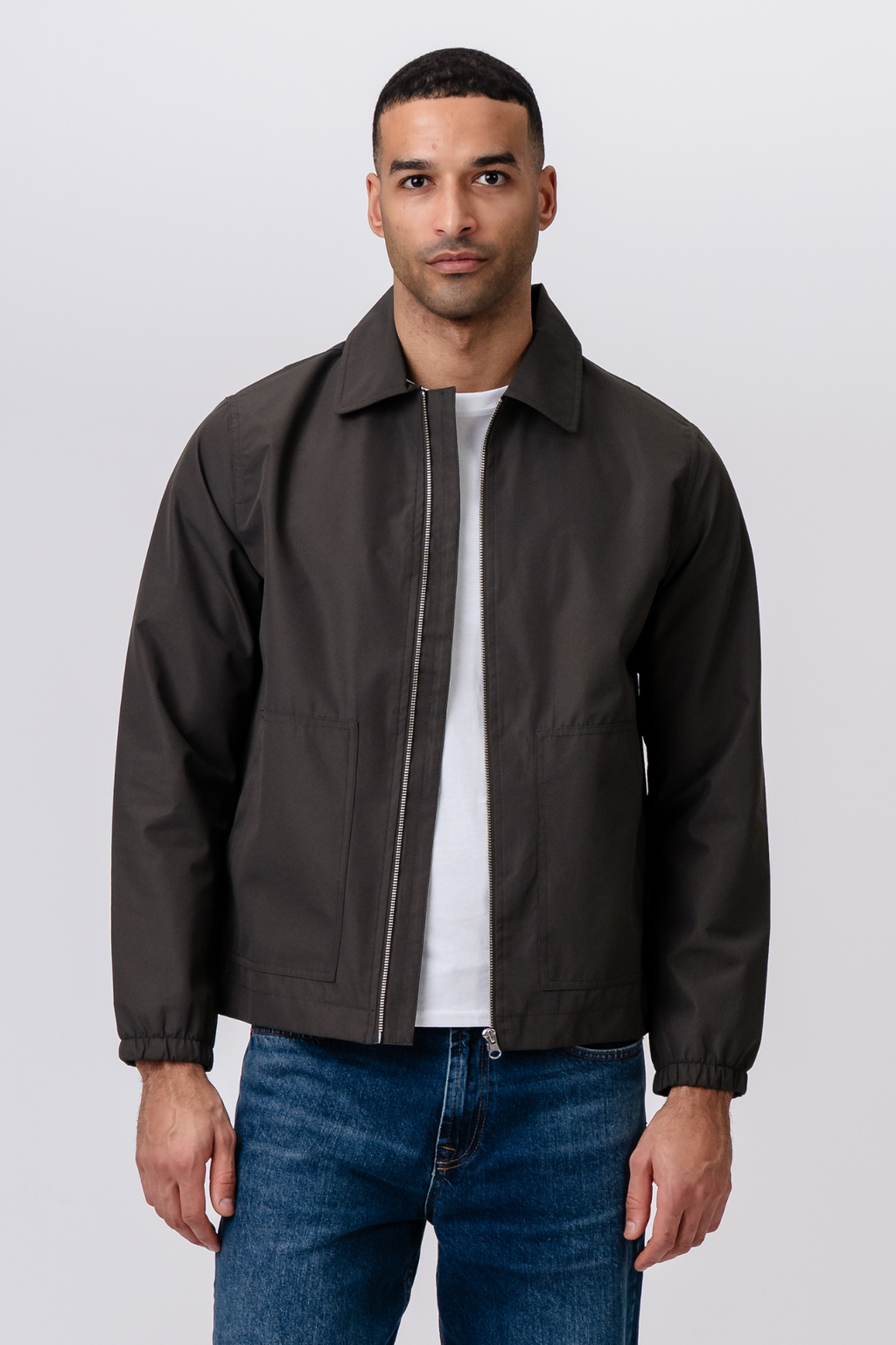 Chaqueta corta con cremallera - Verde oscuro