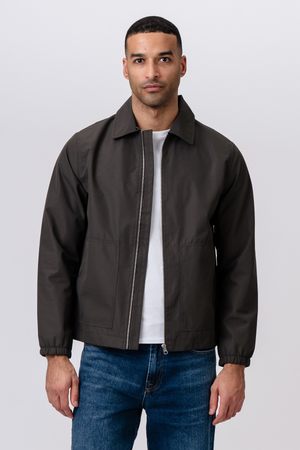 Chaqueta corta con cremallera - Verde oscuro