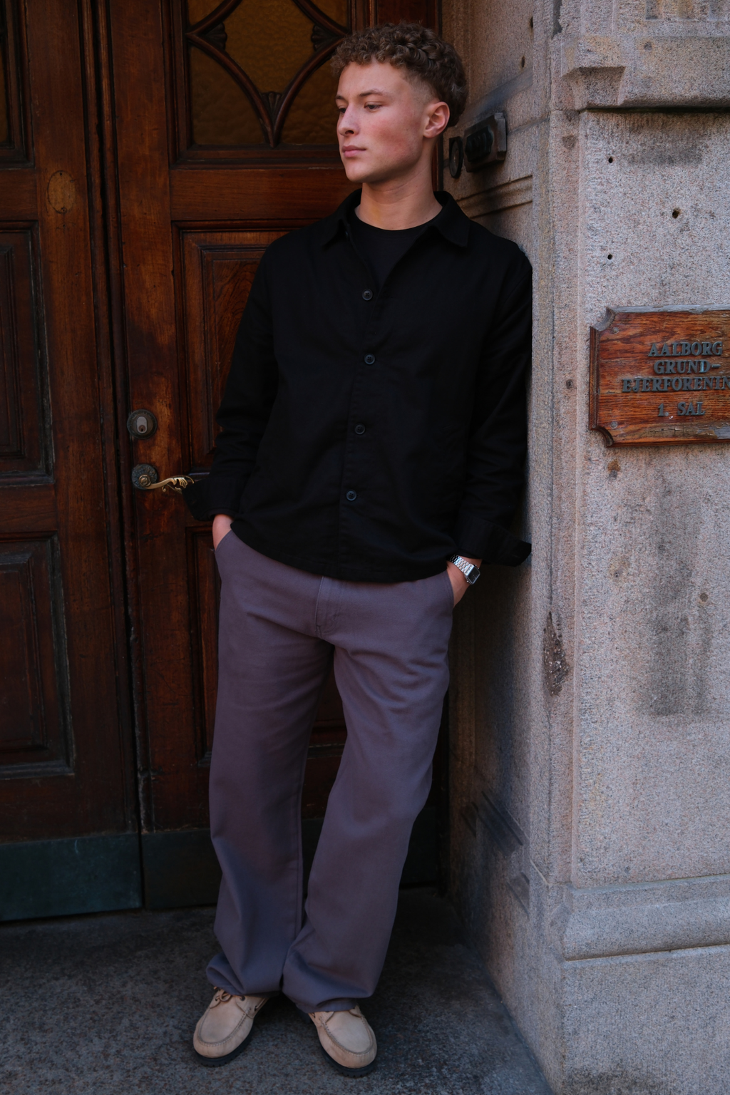 Chino recto de algodón - Gris