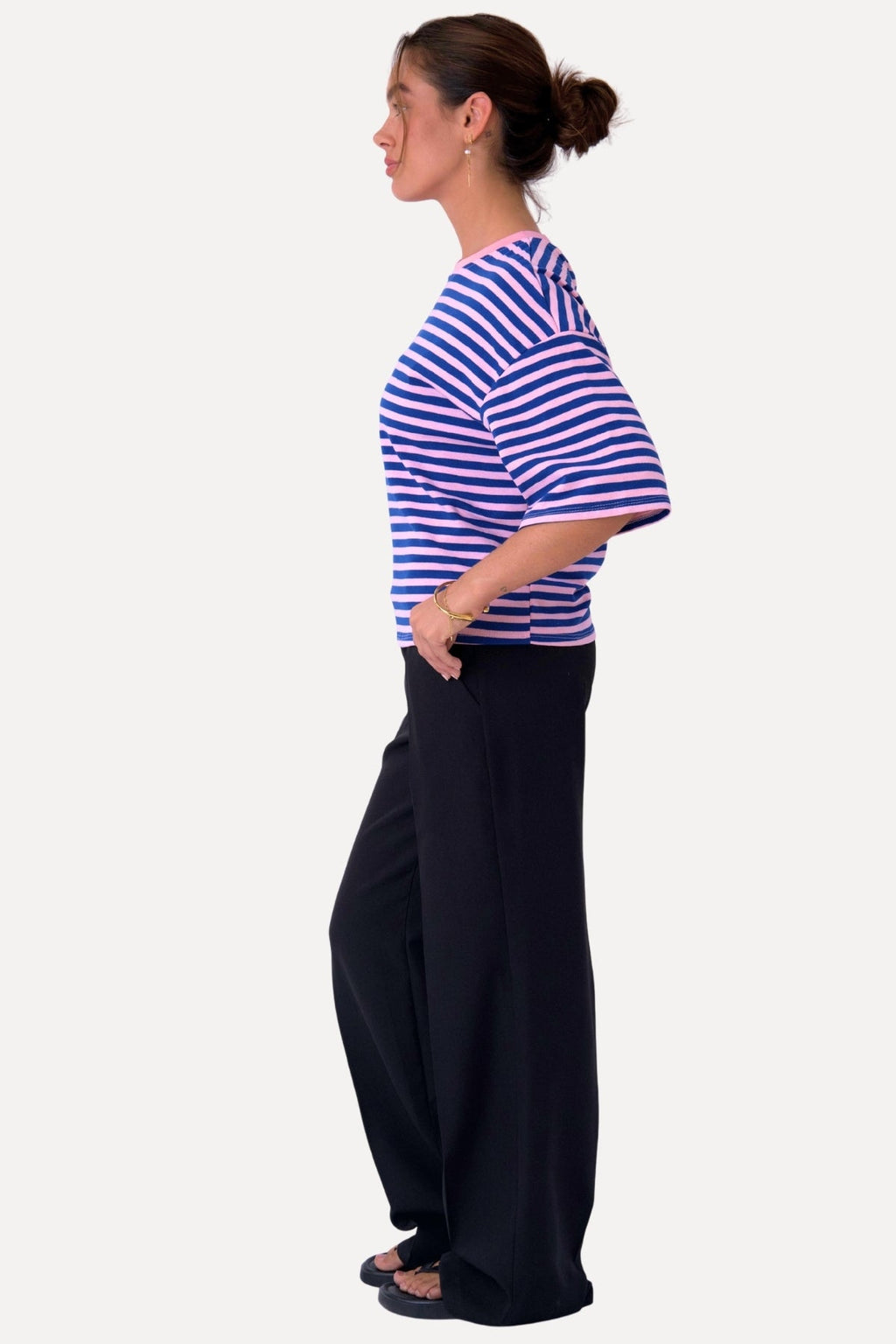 Zoe T-shirt - Blue/Light Pink