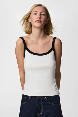 Top con tirantes May - Blanco brillante-Negro